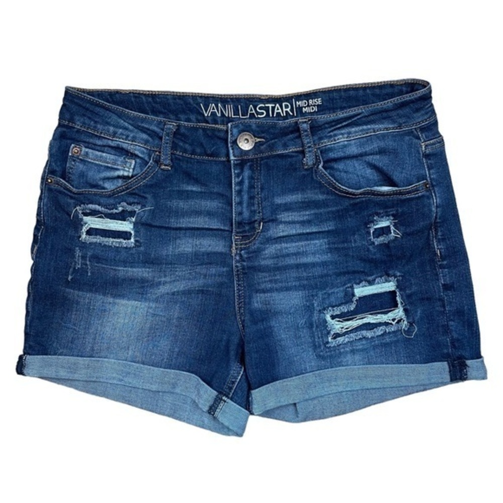 Vanilla Star Mid-Rise Distressed Shorts